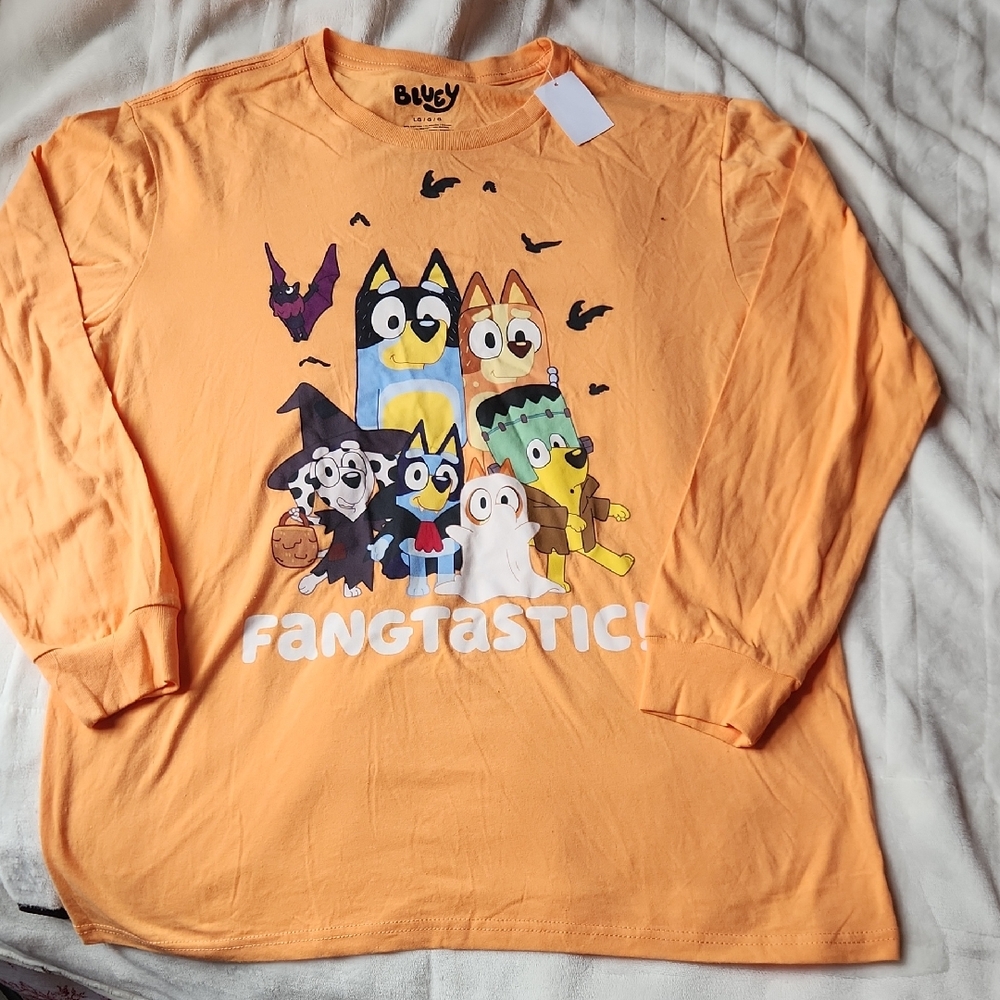 Bluey and family, Halloween Orange Men's Pullover LongSleeve Shirt